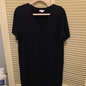 Garnet Hill Black V Neck Tee Shirt Dress Women's Medium